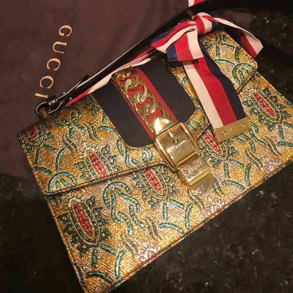 🚫⛔️SOLD⛔️🚫Gucci Sylvie Metallic Jacquard Web bag - Picture 7 of 8